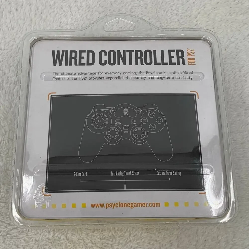 Psyclone Essentials PS2 Wired Controller Black 6ft. Cord Playstation 2 PSE02 New